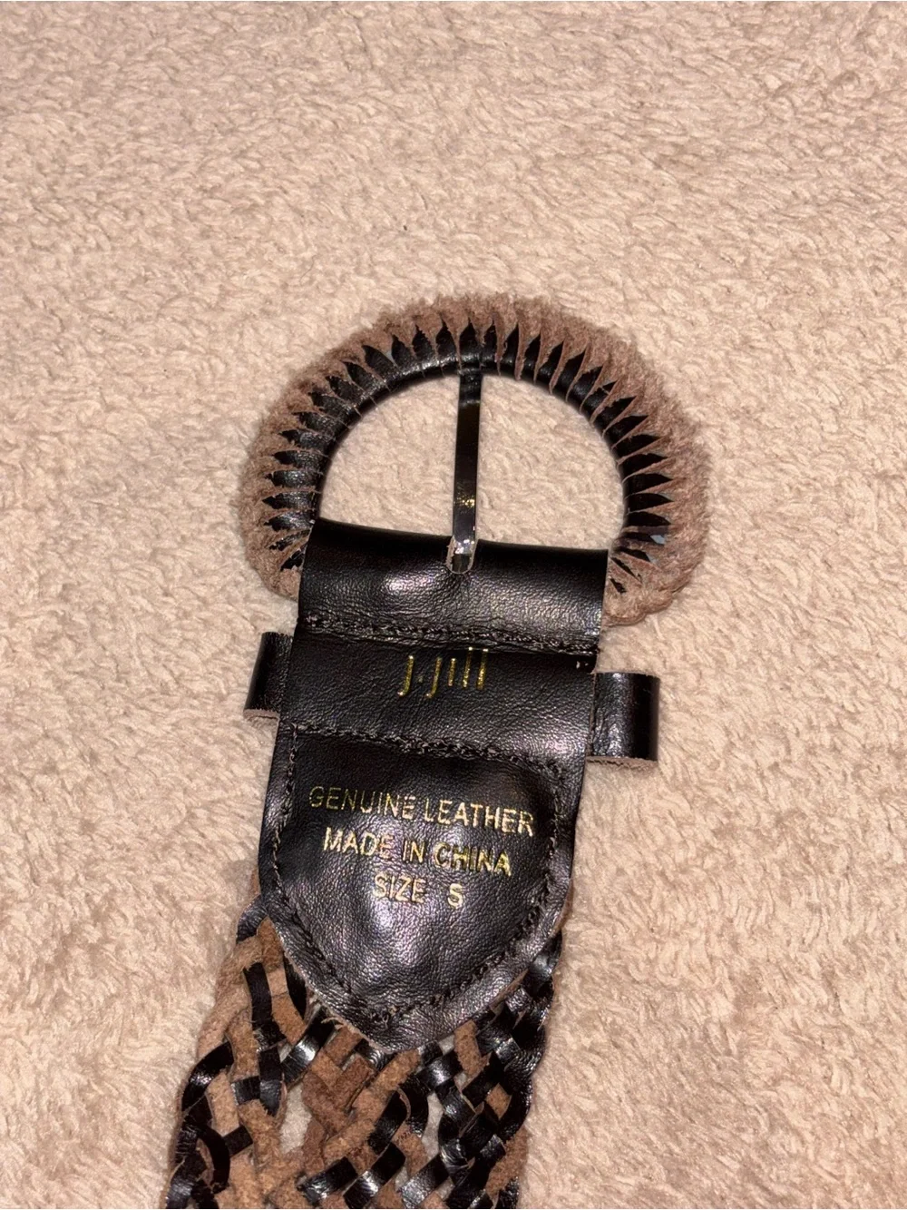 J. Jill Brown Woven Genuine Leather Belt Boho Braided Size S